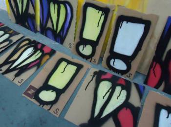 Nov 2013 - painted cardboard, ready for Free Art Friday - London or the £1 box at Cultivate, Vyner Street - art for everyone