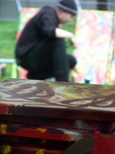 Painting in the rain at Apple Cart