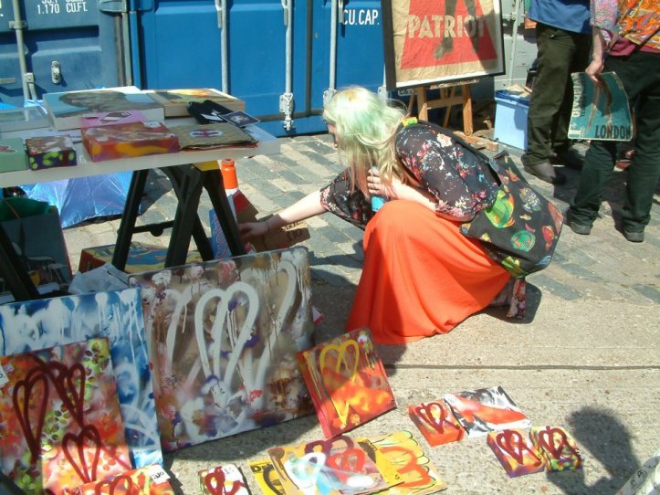 Leaves and things at the Brick Lane Art Car Boot Fair...