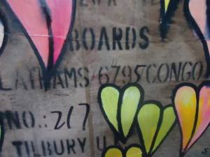 Feb 1st 2014. growth on that piece of packing case from the Congo via Tilbury Dock, found in Vyner Street last week... Probably heading for a car park in Soho tomorrow and the Chinese Open... something like 100sm x 80cm