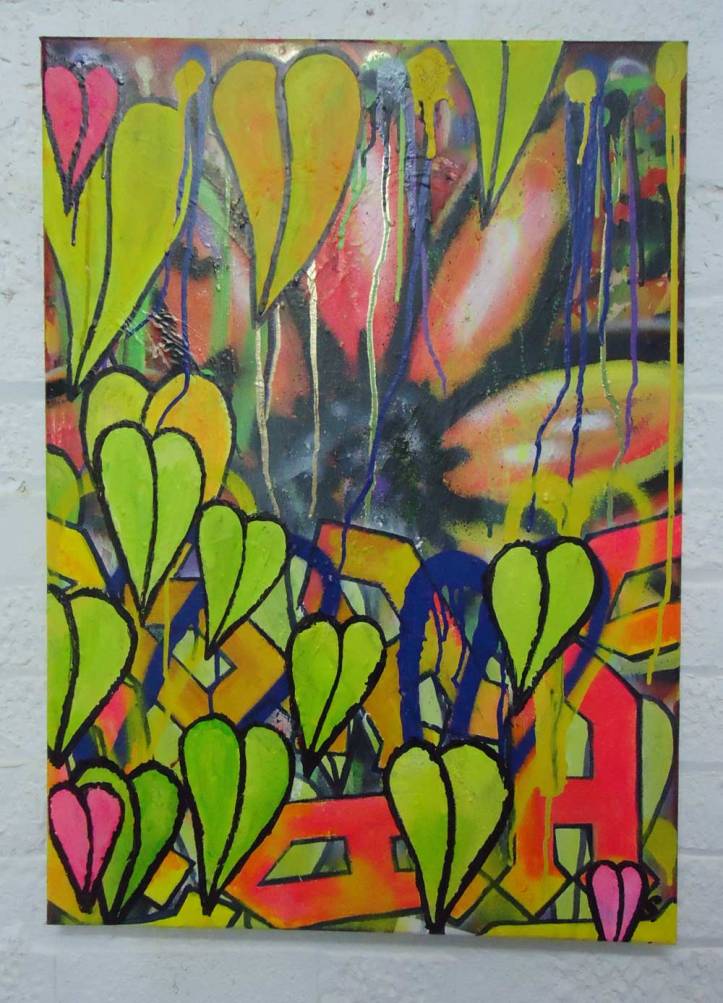 AA/AA - New layers (Feb 2014) - spray paint acrylic, marker pen on canvas, 60cm x 50cm