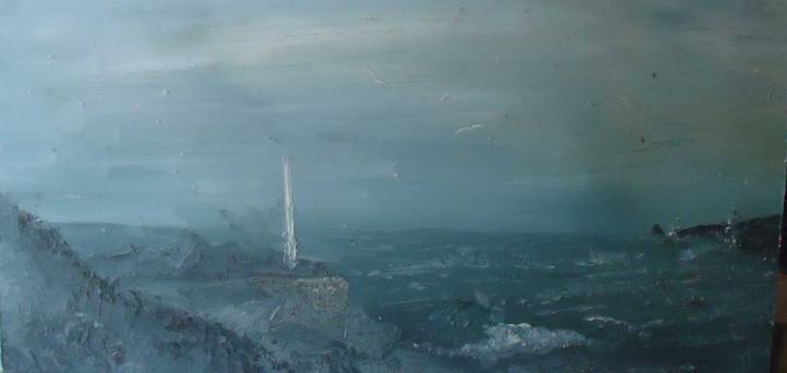 Trearddur Bay (oil on board 62cm x 30cm)