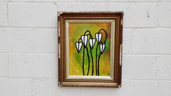 "Sometimes They Have Thorns Part 26", fresh growth hung up on the gallery wall today, March 2016, acrylic on board, 55cm x 65cm