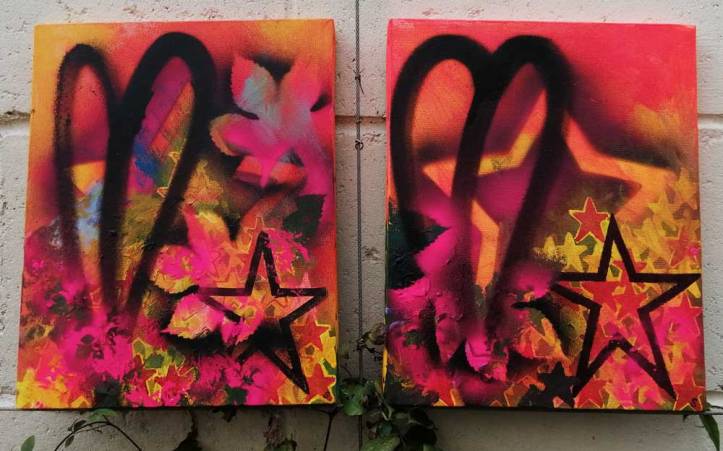 "Hope Days one and Two" (2020) Acrylic on canvas, 24 x 30cm