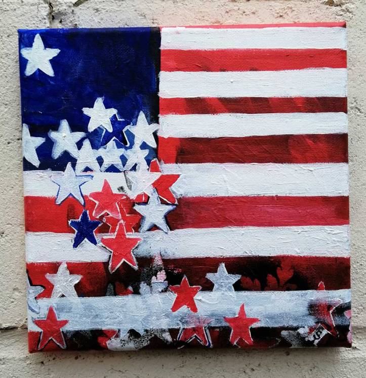 "Untitled Stripes No. 3' (August 2020) Acrylic on canvas, 20cm x 20cm